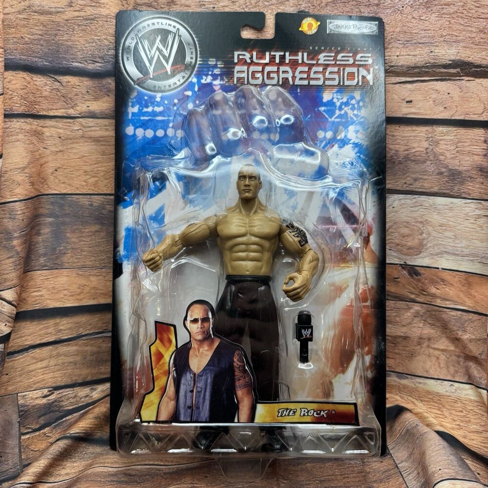 WWE Jakks Ruthless Aggression Series 8 The Rock Action Figure MOC 2004 New